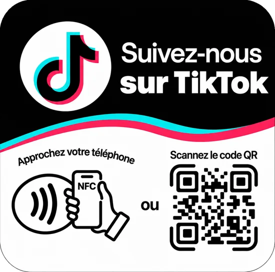 Plaque NFC « Suivez-nous sur TikTok »